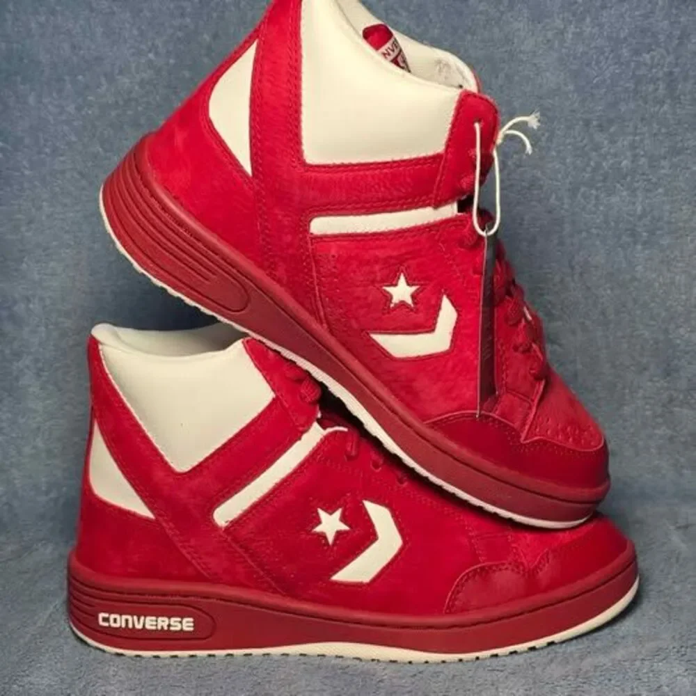 Converse Weapon Mid Red White High Top Sneakers Mens 9.5 or Womens 11